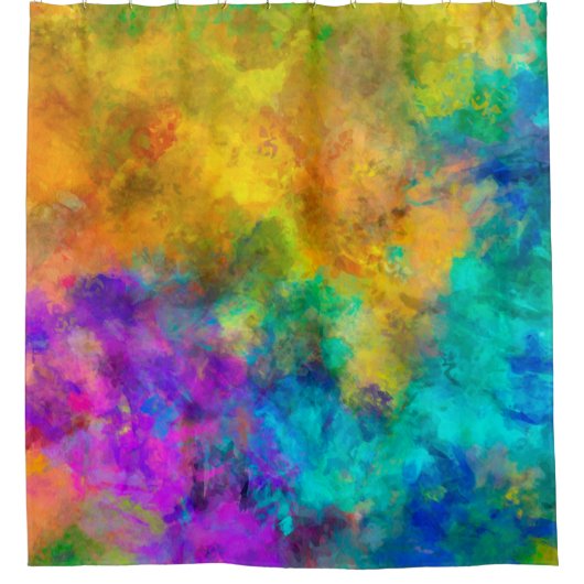 Rideaux De Douche art abstract vibrant rainbow painted background wi (Devant)