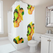 Rideaux De Douche art Abstrait alcool encre jaune vert (En situation)