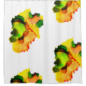 Rideaux De Douche art Abstrait alcool encre jaune vert (Devant)