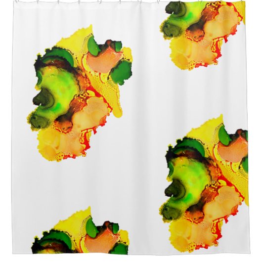 Rideaux De Douche art Abstrait alcool encre jaune vert (Devant)