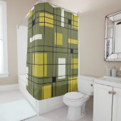 Rideaux De Douche Art Abstrait Avocado Green des années 1950 (En situation)