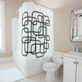 Rideaux De Douche Art Abstrait Contemporain Noir Et Blanc (En situation)