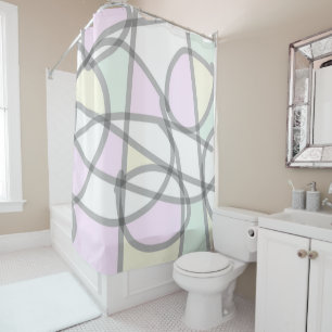 Rideaux De Douche Art Abstrait Corail beige clair rose jaune