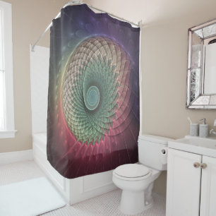 Rideaux De Douche Art abstrait d'escargot moderne coloré fractal