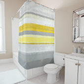 Rideaux De Douche Art abstrait gris et jaune de "citron" (En situation)