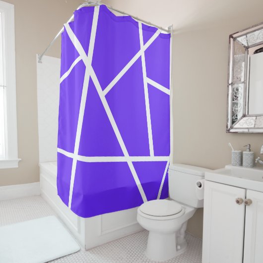 Rideaux De Douche Art Abstrait Lavande bleu violet blanc minimalisme (En situation)