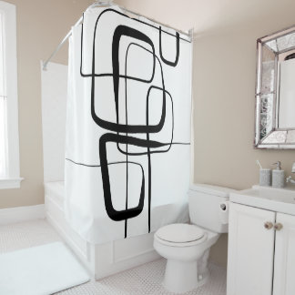 Rideaux De Douche Art Abstrait minimaliste noir et blanc Nr22L13