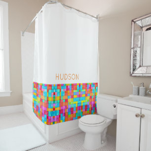 Rideaux De Douche Art Abstrait moderne coloré Aquarelles Nom Fun