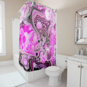 Rideaux De Douche Art Abstrait rose et noir (En situation)