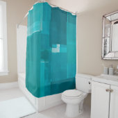 Rideaux De Douche Art abstrait turquoise de "Windows" (En situation)