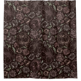 Rideaux De Douche Art botanique en ligne délicate rose Fleur vintage