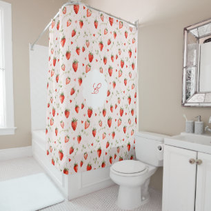 Rideaux De Douche Art botanique sucré aux cœurs roses capricieux