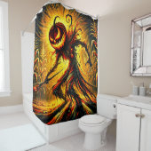 Rideaux De Douche Art Citrouille effrayant (En situation)