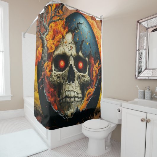 Rideaux De Douche Art crâne (En situation)