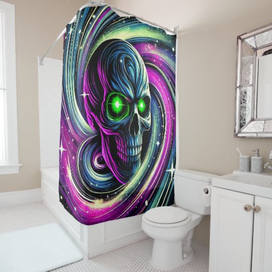 Rideaux De Douche Art crâne (En situation)