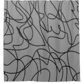 Rideaux De Douche Art de ligne : Noir sur gris (Devant)