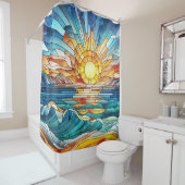 Rideaux De Douche Art de mosaïque Ocean Sunset (En situation)