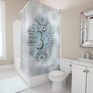 Rideaux De Douche Art de mot de Namaste de labradorite dans Lotus
