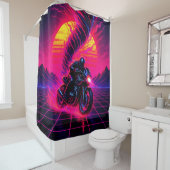 Rideaux De Douche Art de moto au coucher de soleil rose (En situation)