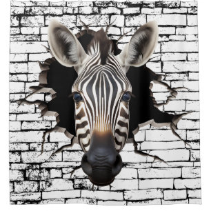 Rideaux De Douche Art de mur de zèbre 3D – Safari réaliste