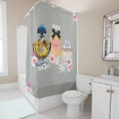 Rideaux De Douche Art de parfum, floral et gris (En situation)