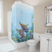 Rideaux De Douche Art de salle de bains de tortues de mer (En situation)