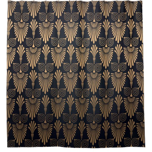 Rideaux De Douche Art Déco Black Gold : Retro. (Devant)