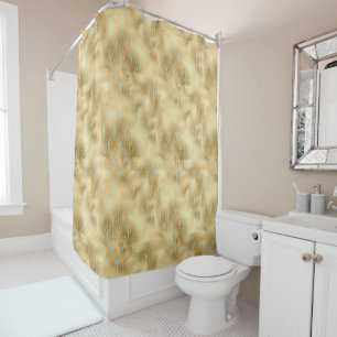 Rideaux De Douche Art Déco Diamond Motif 2, Or & Turquoise