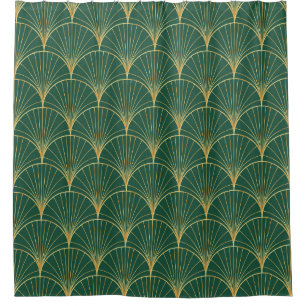 Rideaux De Douche Art déco feuille de palme verte