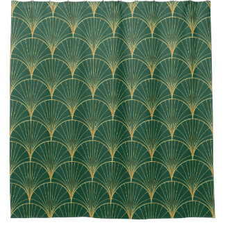 Rideaux De Douche Art déco feuille de palme verte