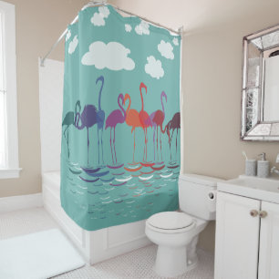 Rideaux De Douche Art Déco Flamants roses Arc-en-ciel