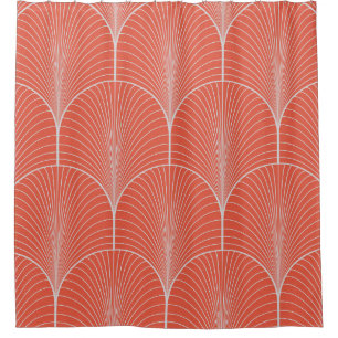 Rideaux De Douche Art déco gris-rouge, papier peint vintage.
