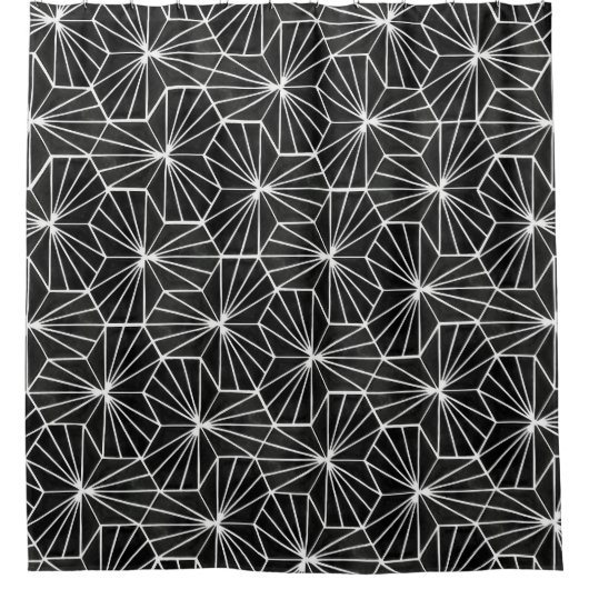 Rideaux De Douche Art Déco moderne Motif géométrique noir blanc (Devant)