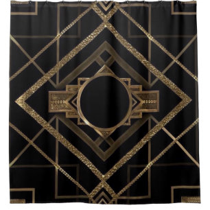 Rideaux De Douche Art déco, nouveau, cru, noir, or, chic, élégant