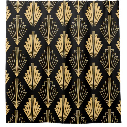 Rideaux De Douche Art Déco Or Noir : sans couture (Devant)