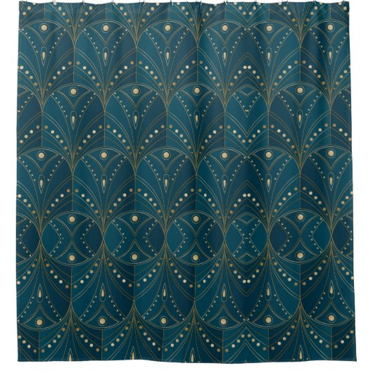 Rideaux De Douche Art Deco pattern with gold geometric shapes (Devant)