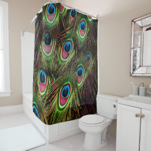 Rideaux De Douche art déco vert turquoise turquoise plumes paon