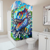 Rideaux De Douche Art Dinosaur (En situation)