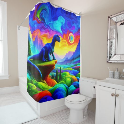 Rideaux De Douche Art Dinosaur (En situation)