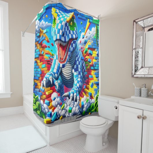Rideaux De Douche Art Dinosaur (En situation)