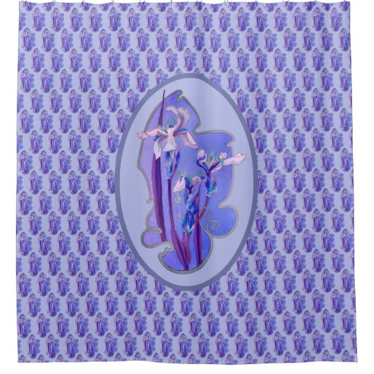 Rideaux De Douche Art floral aux iris bleus (Devant)