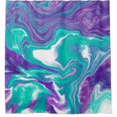 Rideaux De Douche Art fluide en marbre turquoise et violet (Devant)