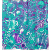 Rideaux De Douche Art fluide en marbre turquoise et violet Bulles (Devant)