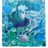 Rideaux De Douche Art fluo en marbre bleu et vert (Devant)