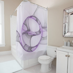 Rideaux De Douche Art fractal abstrait moderne lavande gris