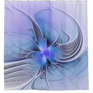Rideaux De Douche Art fractal moderne abstrait bleu lavande