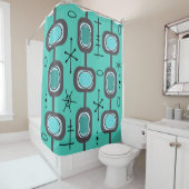 Rideaux De Douche Art géométrique de l'ère spatiale Aquamarine (En situation)