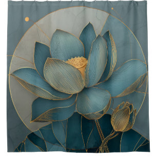 Rideaux De Douche Art géométrique en ligne de fleur de lotus sarcell