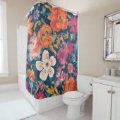 Rideaux De Douche Art Graphique Floral vibrant (En situation)