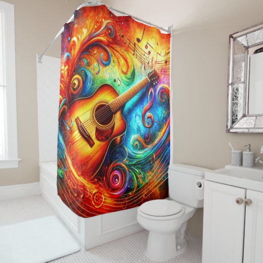 Rideaux De Douche Art guitare (En situation)